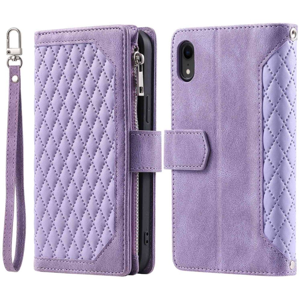 iPhone XR Brieftasche Hülle Quilted Lila