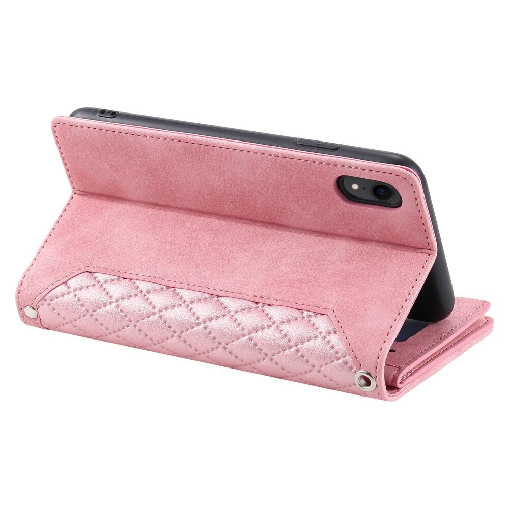 iPhone Xr Brieftasche Hülle Quilted Rosa