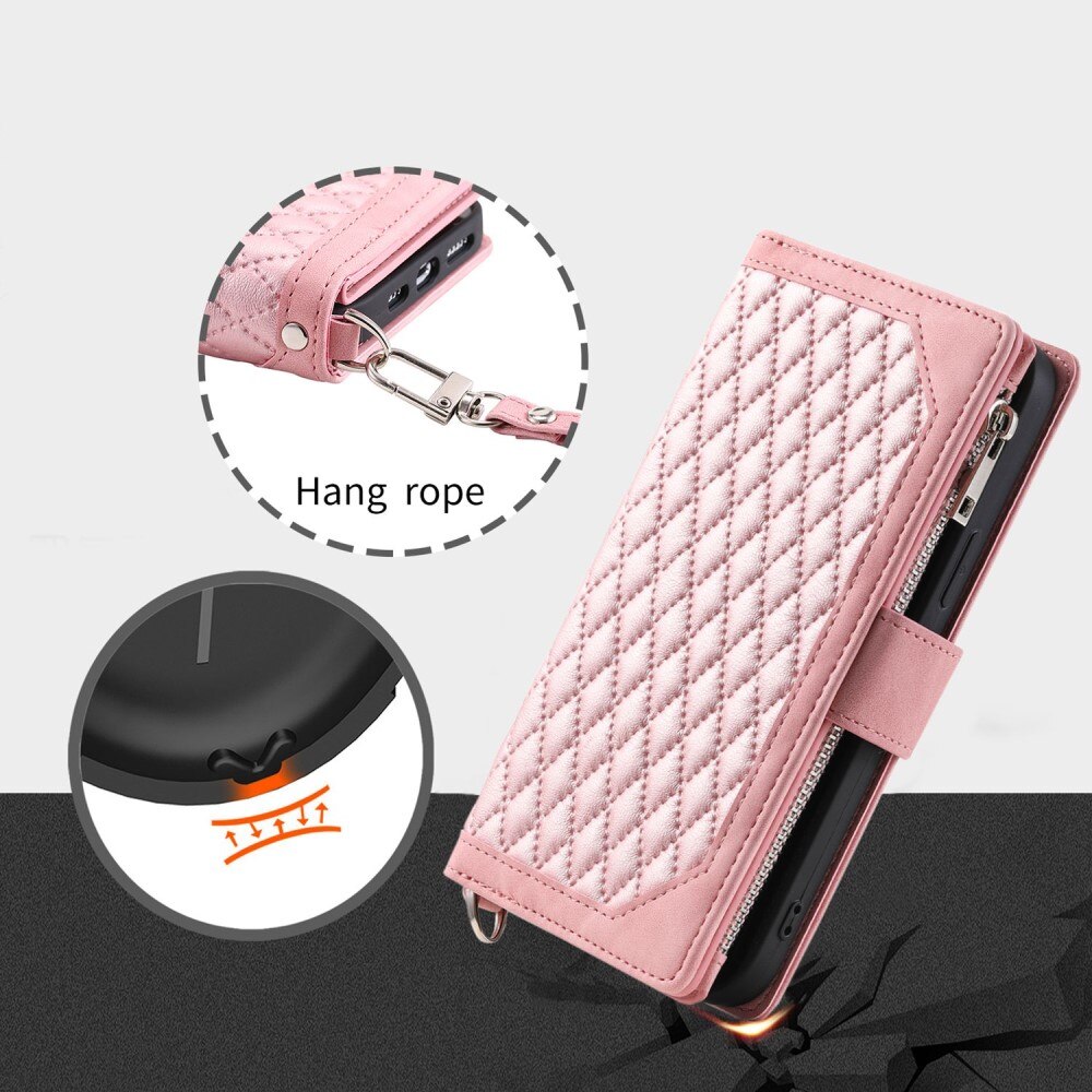 iPhone Xr Brieftasche Hülle Quilted Rosa