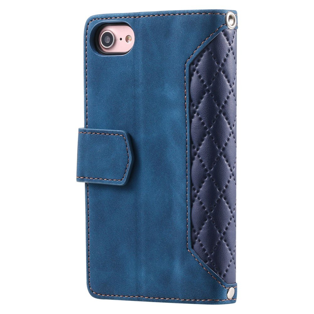 iPhone 7 Brieftasche Hülle Quilted blau