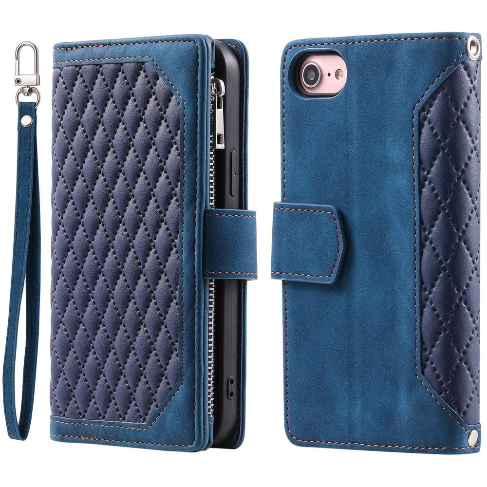 iPhone SE (2022) Brieftasche Hülle Quilted blau