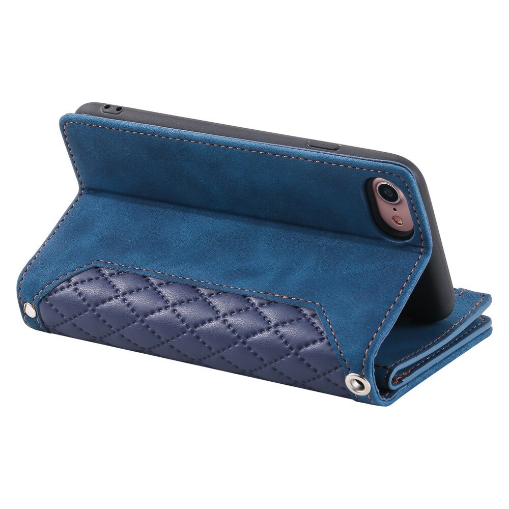 iPhone SE (2020) Brieftasche Hülle Quilted blau