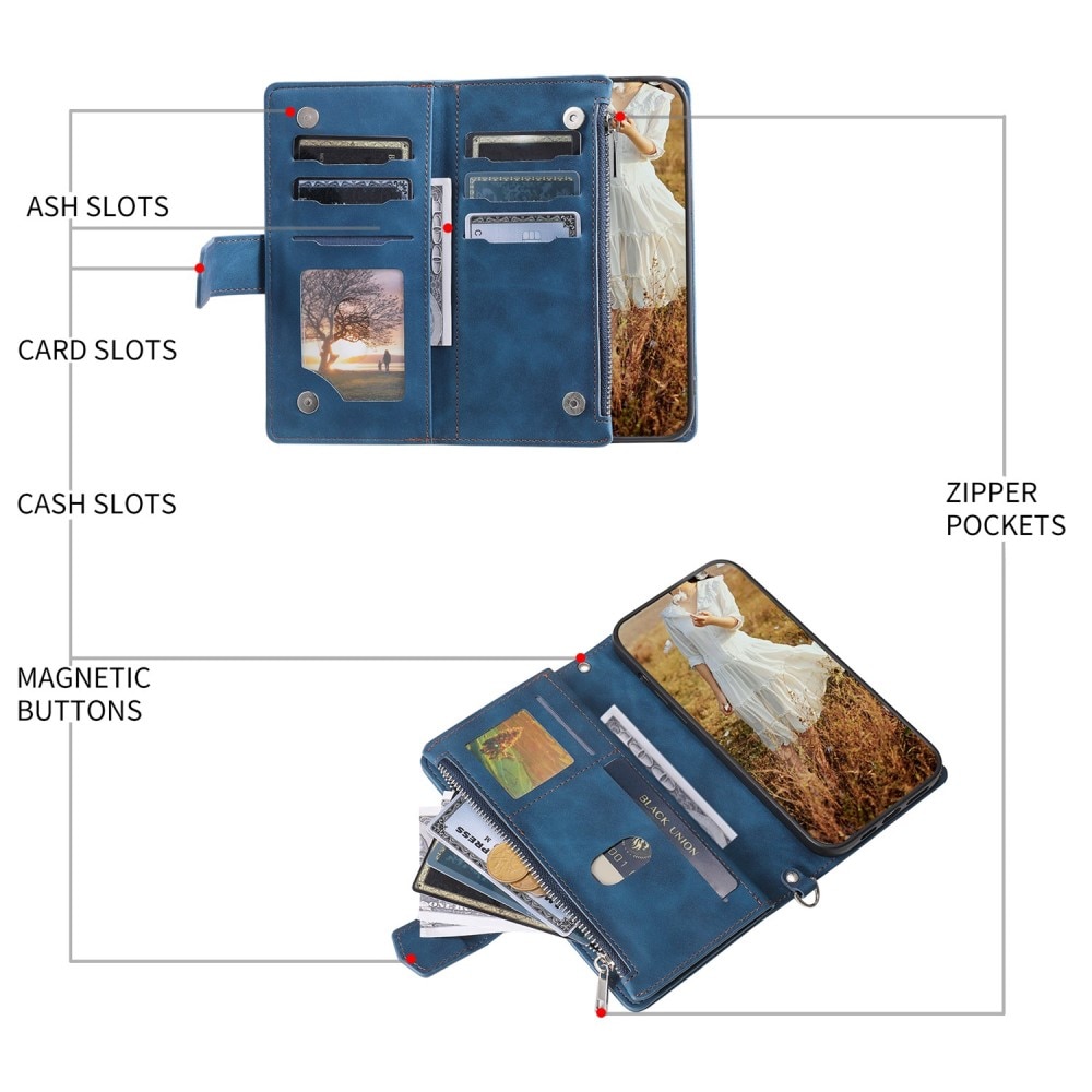 iPhone SE (2022) Brieftasche Hülle Quilted blau