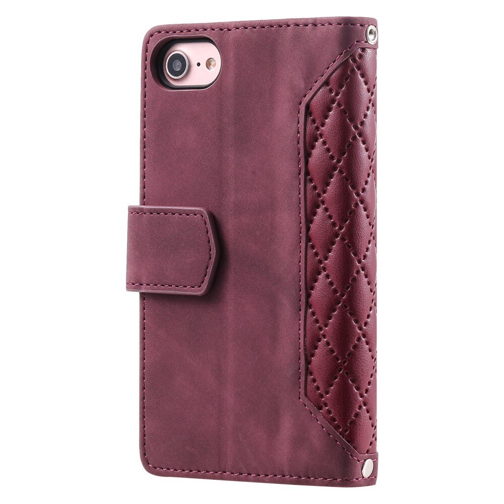 iPhone 8 Brieftasche Hülle Quilted Rot