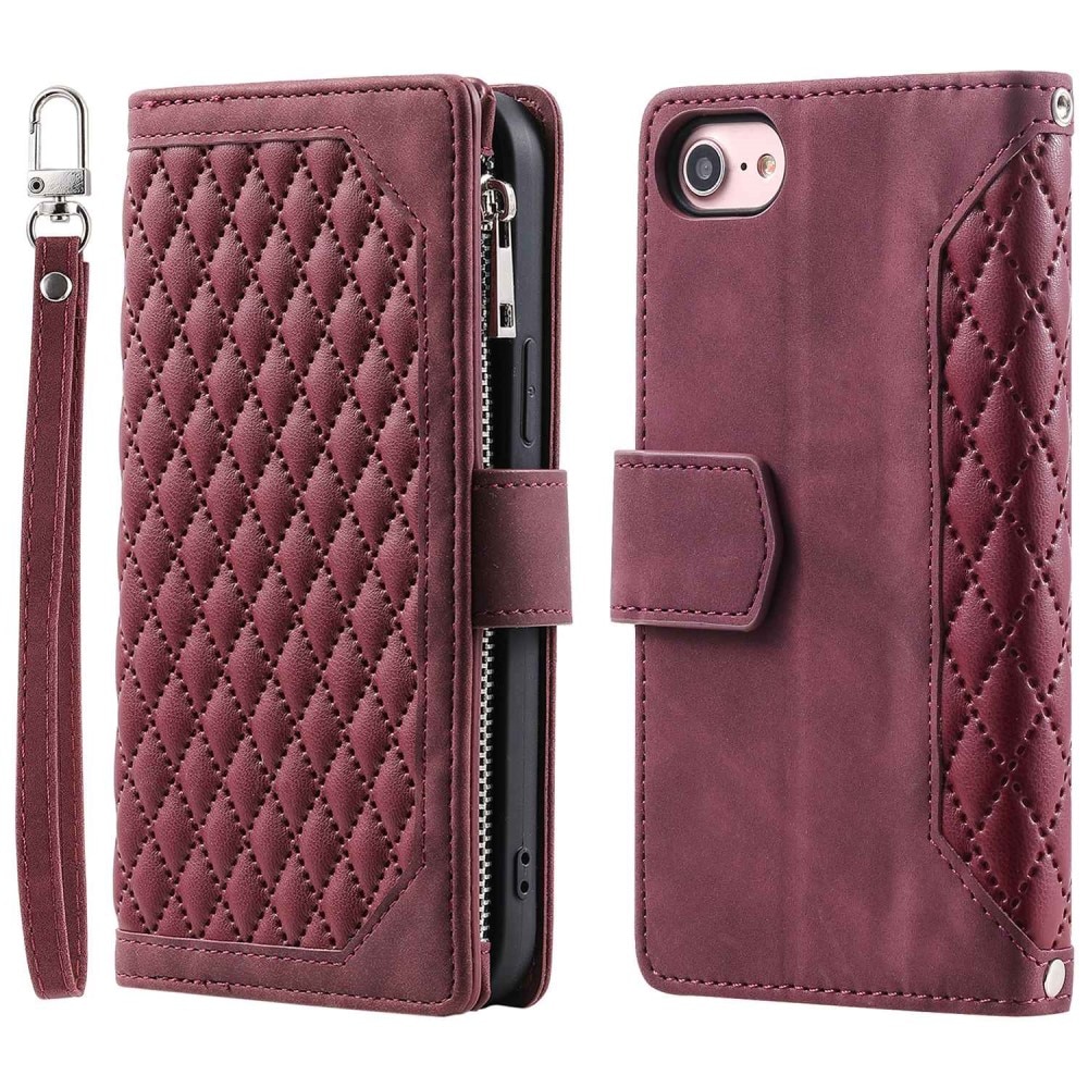 iPhone 7/8/SE Brieftasche Hülle Quilted Rot