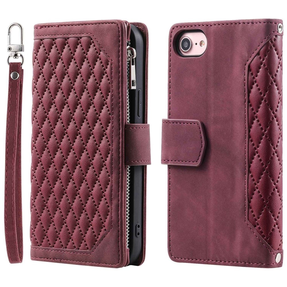 iPhone SE (2020) Brieftasche Hülle Quilted rot