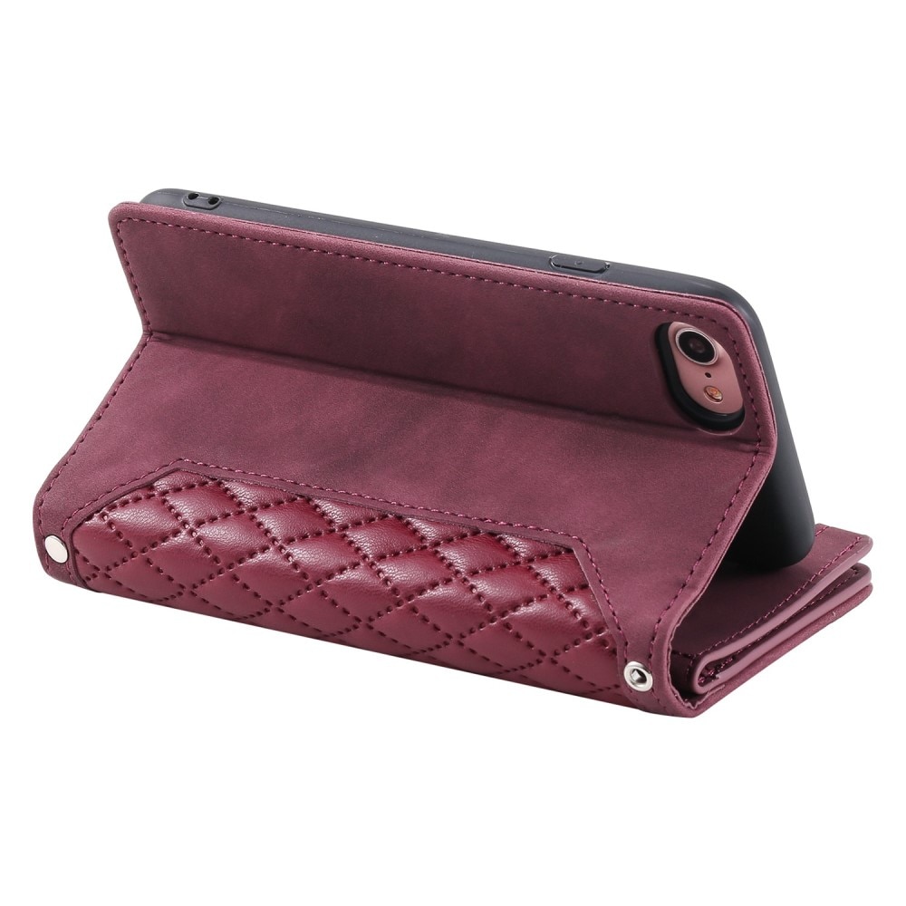 iPhone SE (2020) Brieftasche Hülle Quilted rot