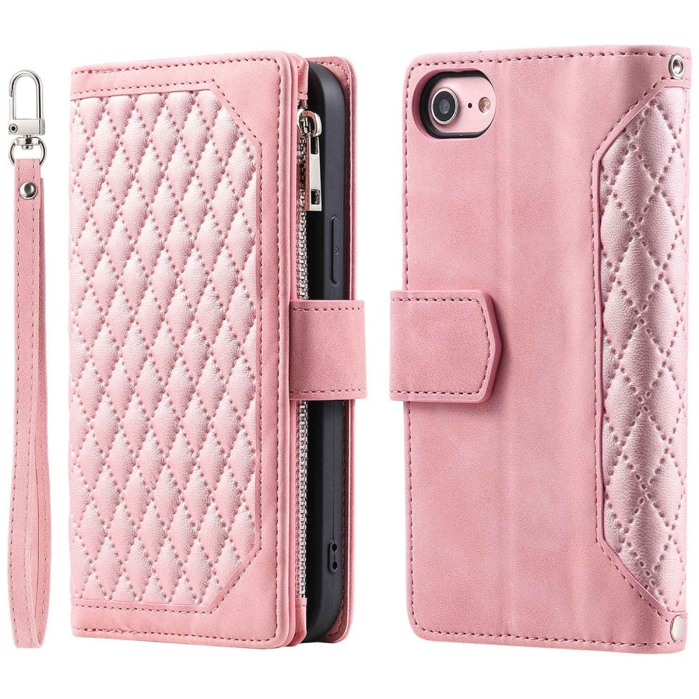 iPhone 7/8/SE Brieftasche Hülle Quilted Rosa