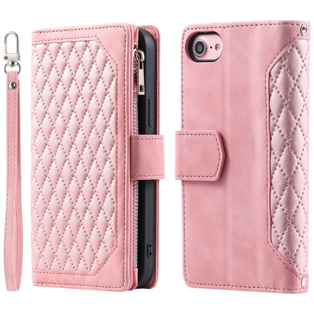 iPhone 8 Brieftasche Hülle Quilted rosa