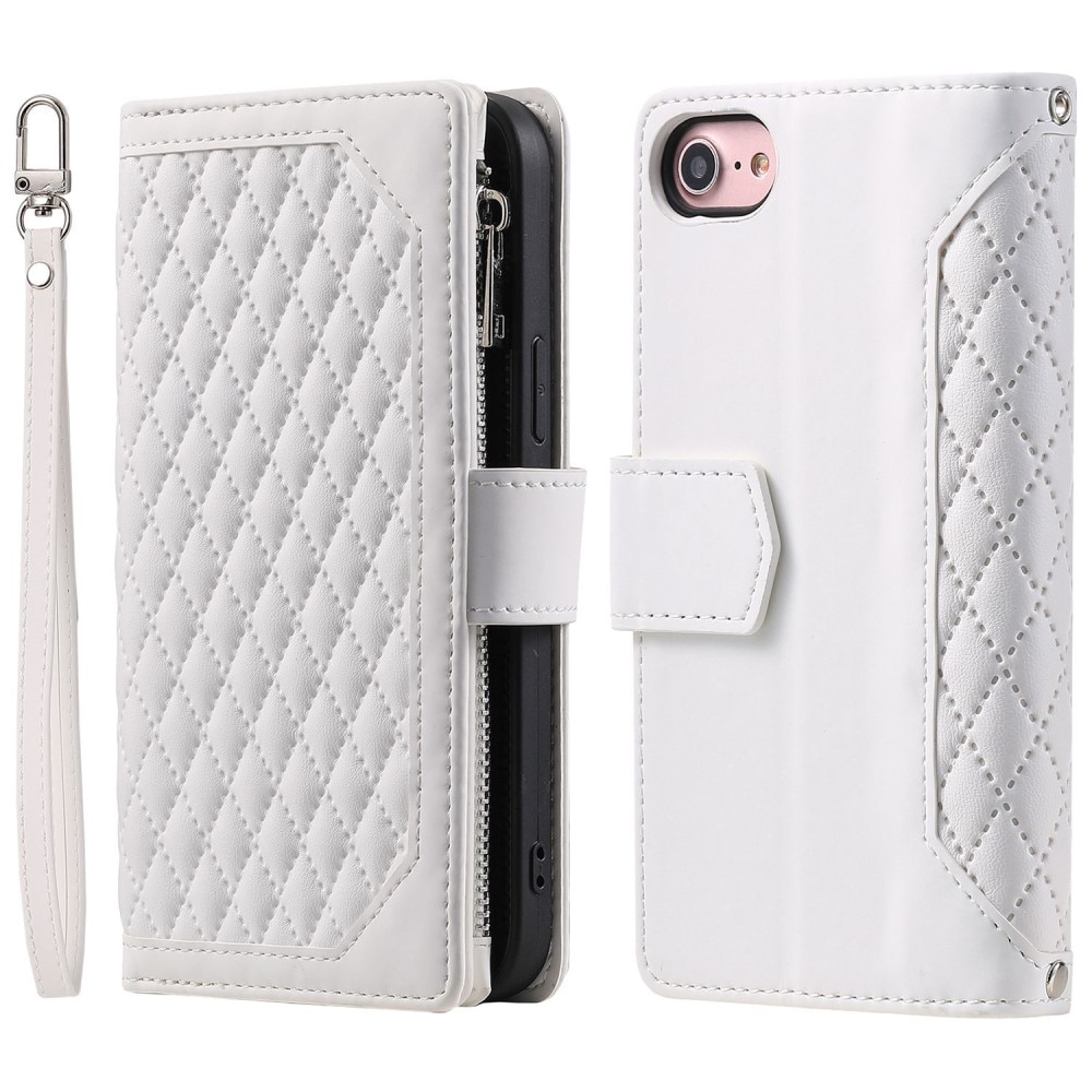 iPhone 7/8/SE Brieftasche Hülle Quilted Weiß