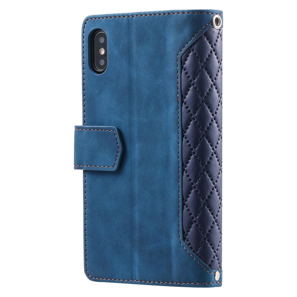 iPhone X/XS Brieftasche Hülle Quilted Blau