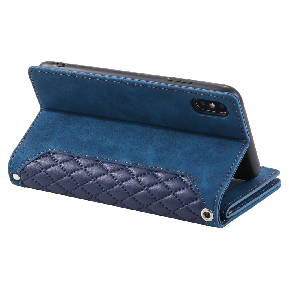 iPhone X/XS Brieftasche Hülle Quilted Blau