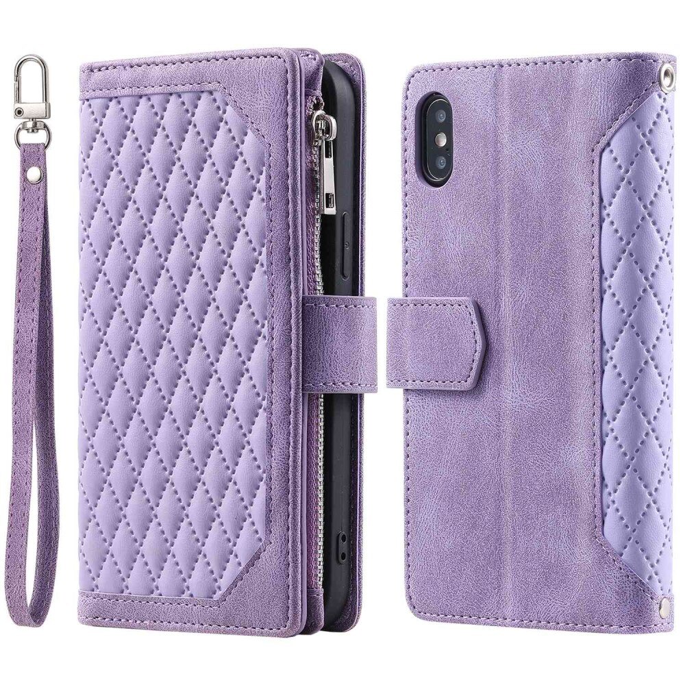 iPhone X/XS Brieftasche Hülle Quilted Lila