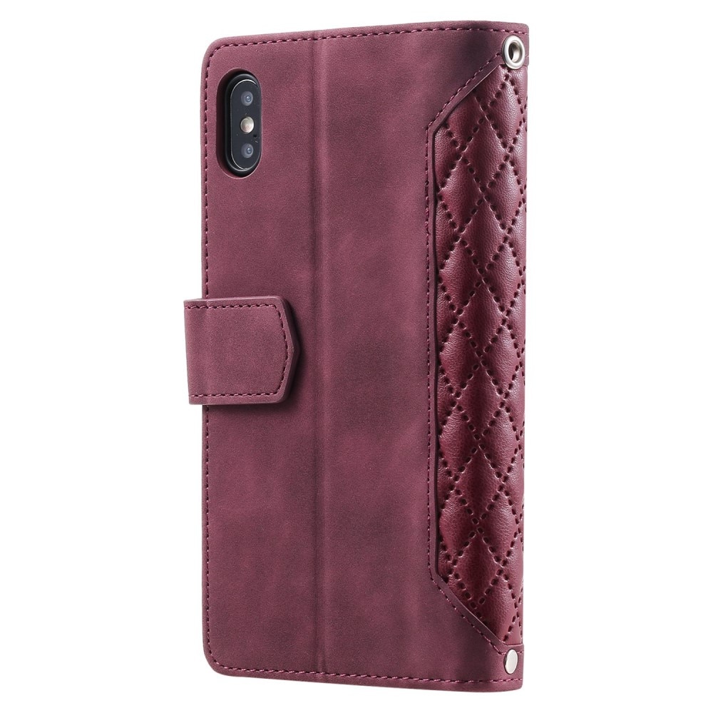 iPhone X(XS Brieftasche Hülle Quilted Rot