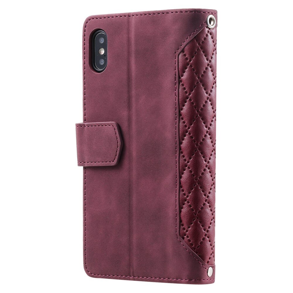 iPhone X/XS Brieftasche Hülle Quilted Rot