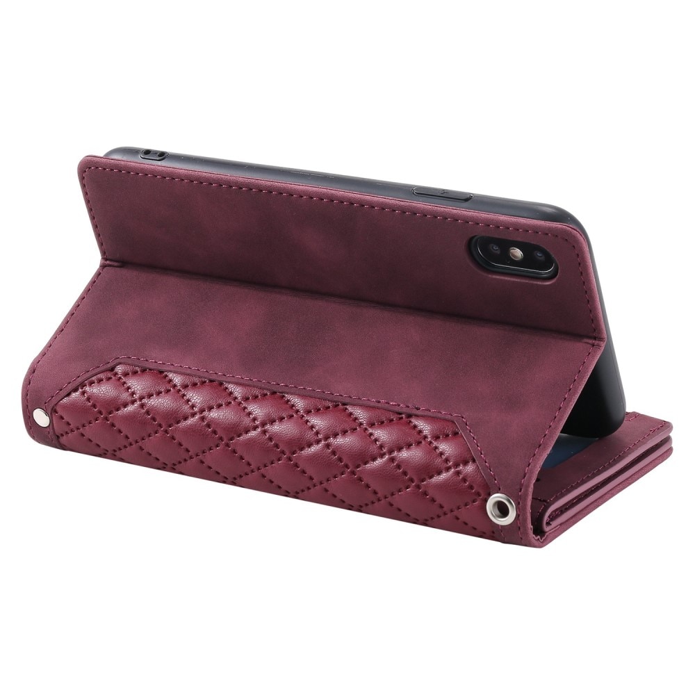 iPhone X(XS Brieftasche Hülle Quilted Rot