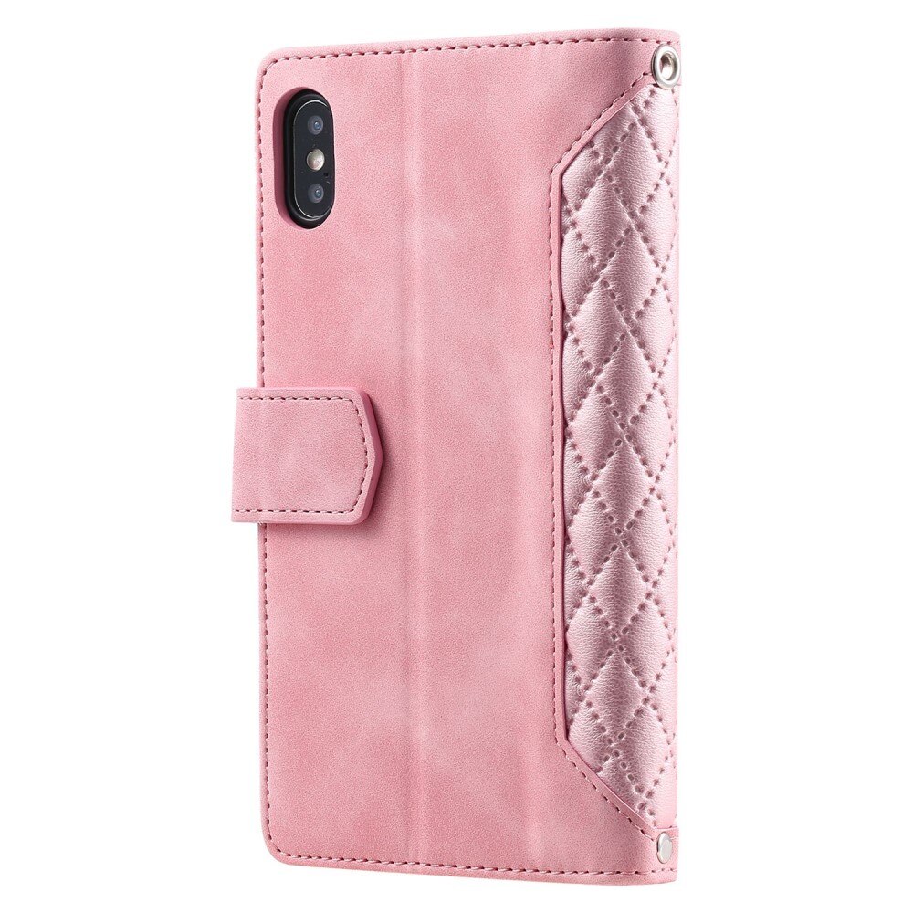 iPhone X/XS Brieftasche Hülle Quilted Rosa