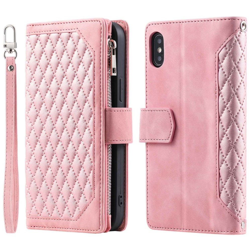 iPhone X/XS Brieftasche Hülle Quilted Rosa