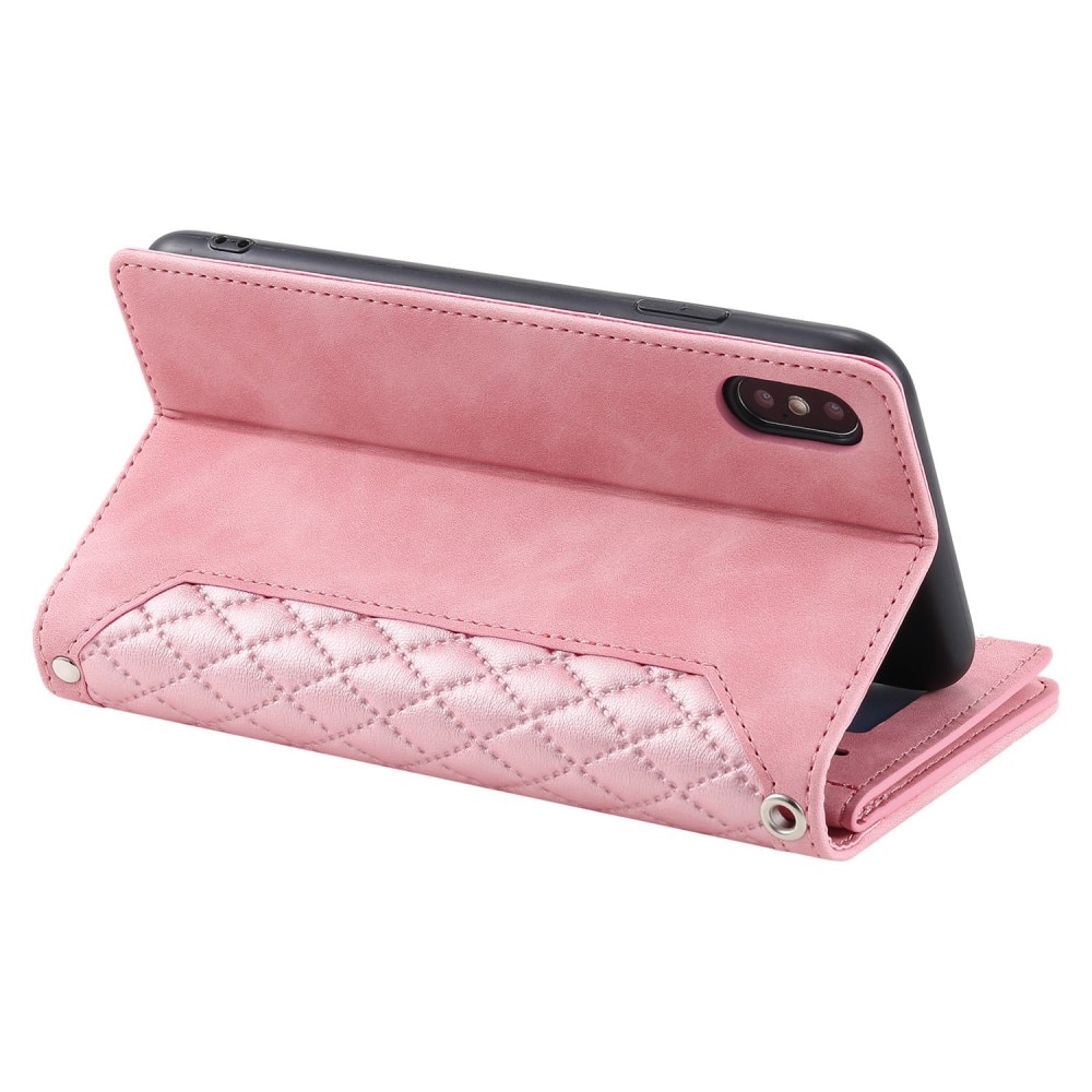 iPhone X/XS Brieftasche Hülle Quilted Rosa