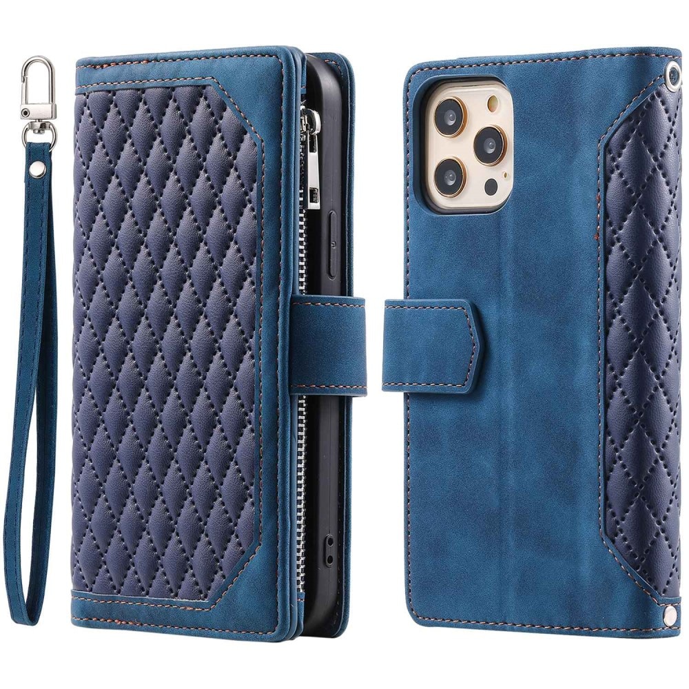 iPhone 11 Pro Brieftasche Hülle Quilted Blau