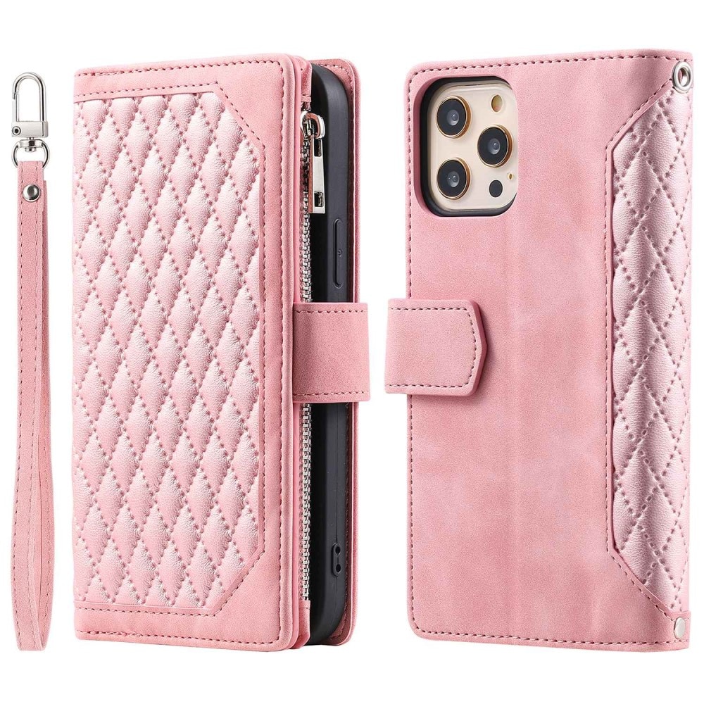 iPhone 11 Pro Brieftasche Hülle Quilted Rosa