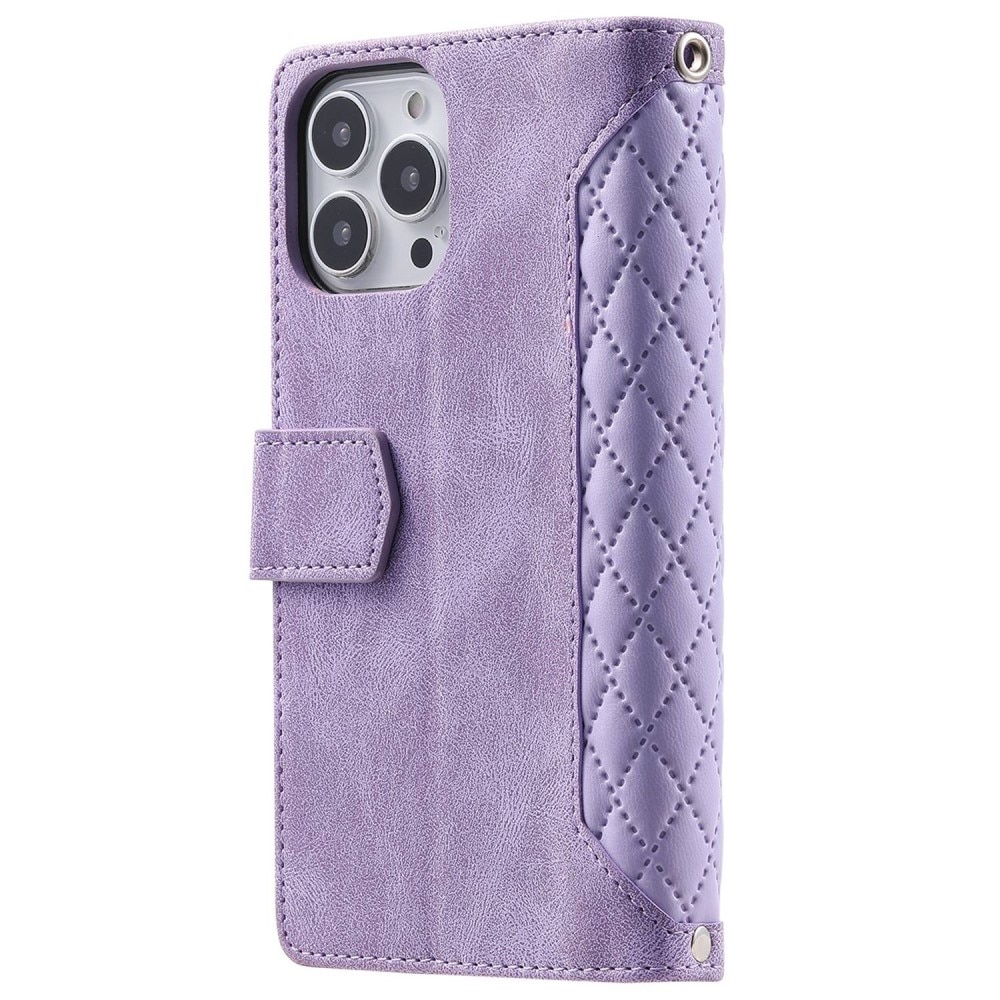 iPhone 14 Pro Brieftasche Hülle Quilted Lila