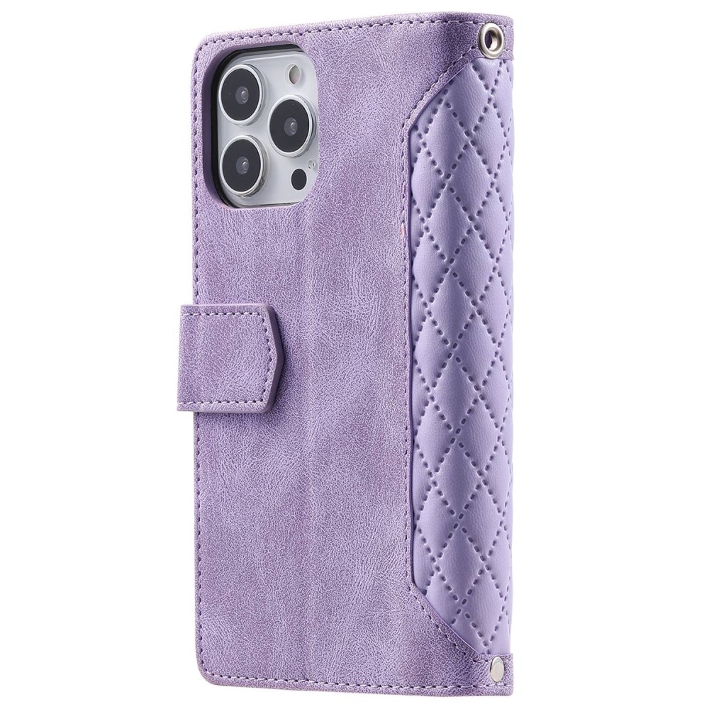 Apple iPhone 14 Pro Brieftasche Hülle Quilted Lila