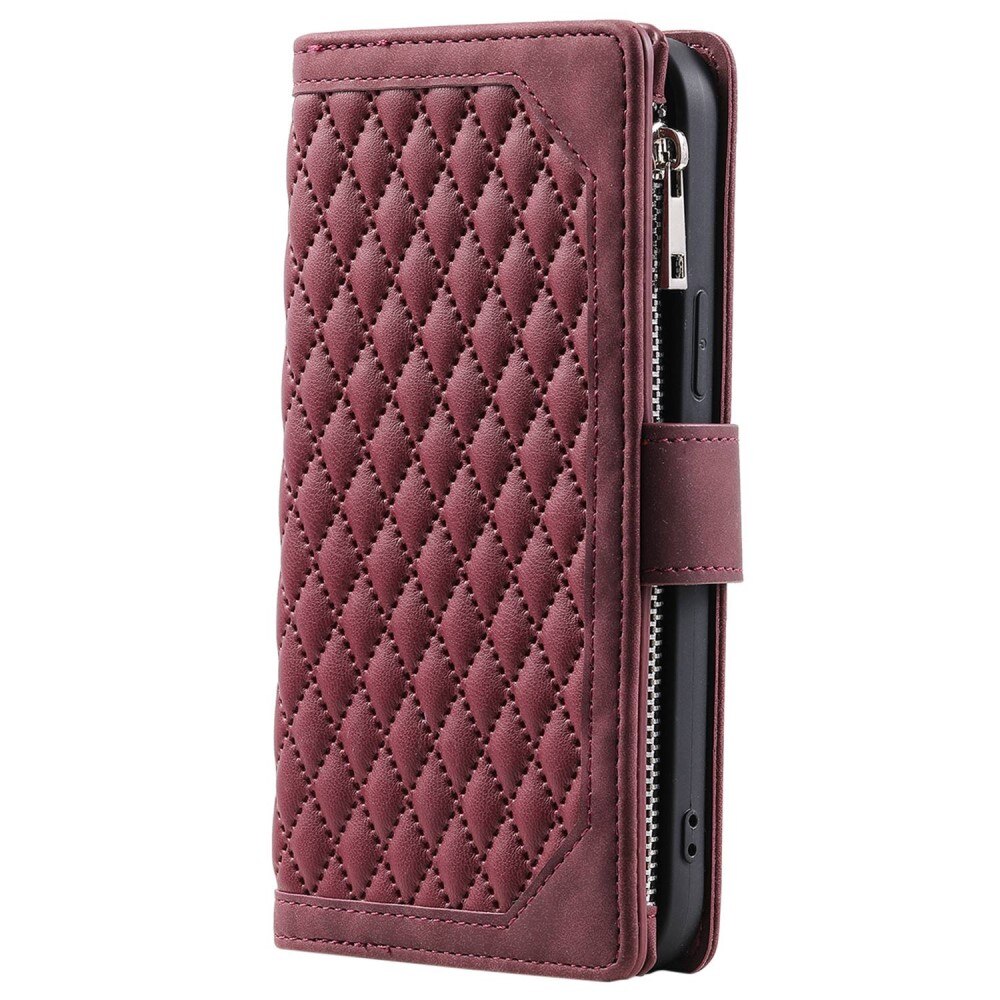 Apple iPhone 14 Pro Brieftasche Hülle Quilted Rot