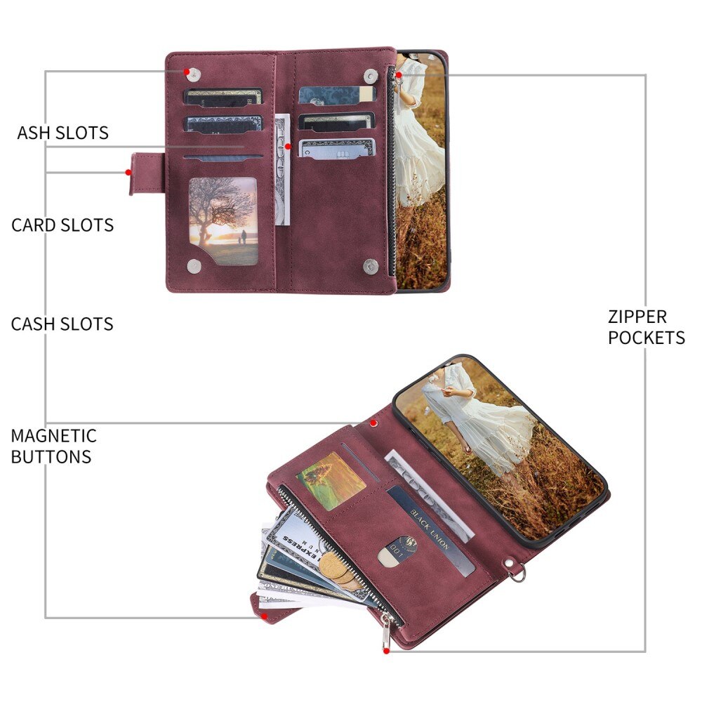 Apple iPhone 14 Pro Brieftasche Hülle Quilted Rot