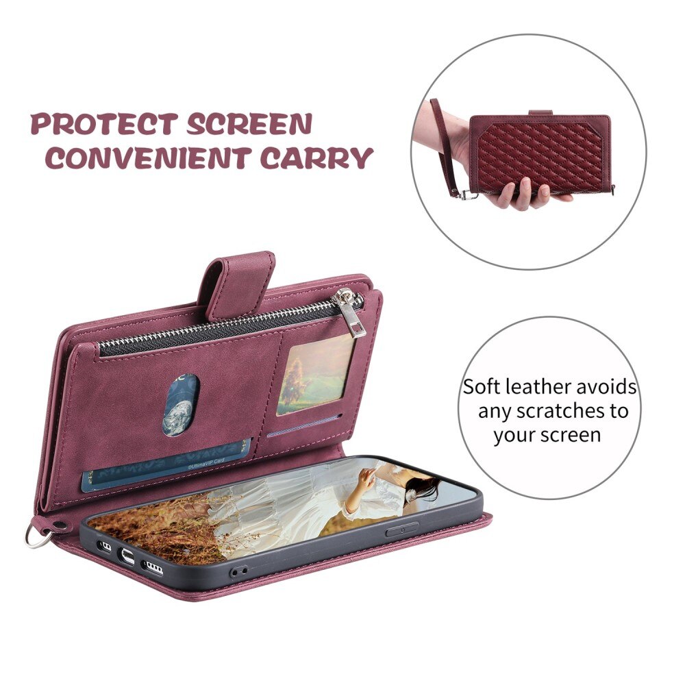 Apple iPhone 14 Pro Brieftasche Hülle Quilted Rot