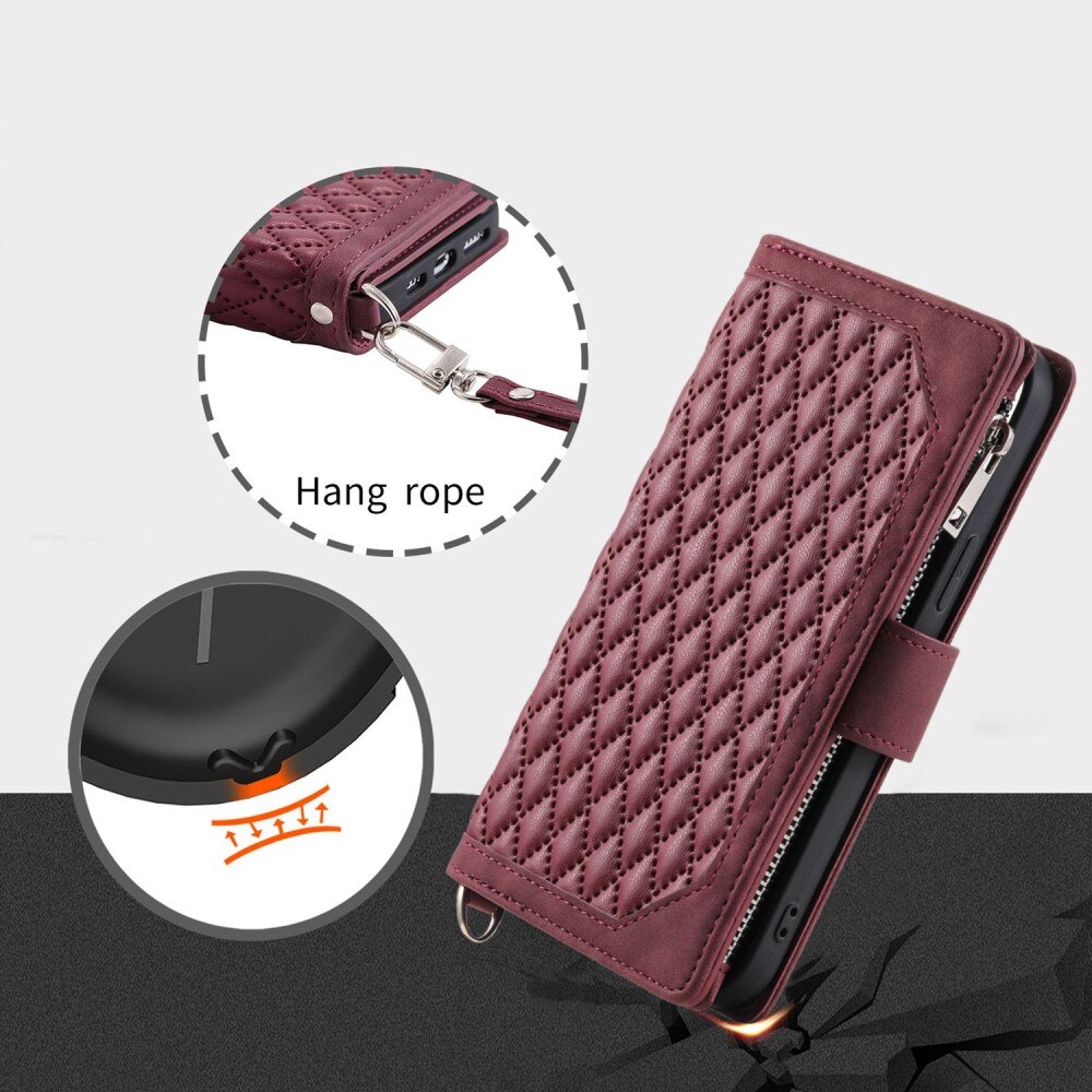 Apple iPhone 14 Pro Brieftasche Hülle Quilted Rot