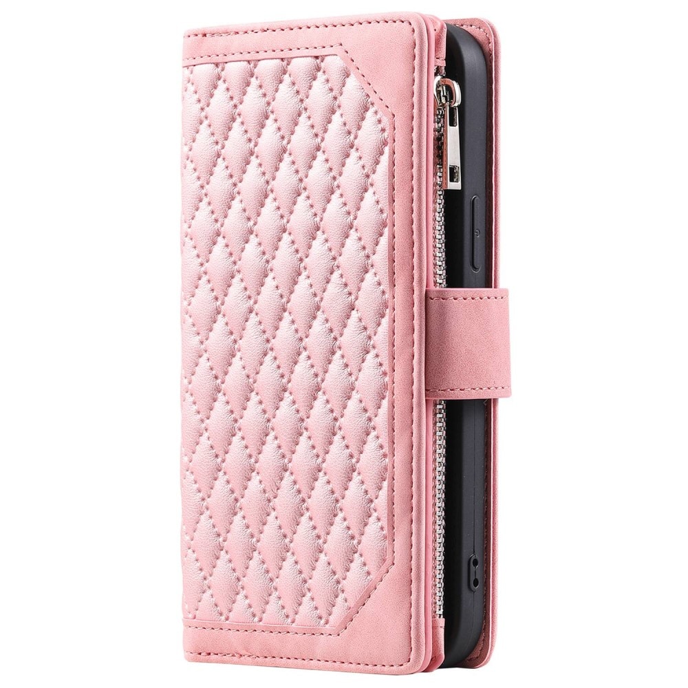 iPhone 14 Pro Brieftasche Hülle Quilted Rosa