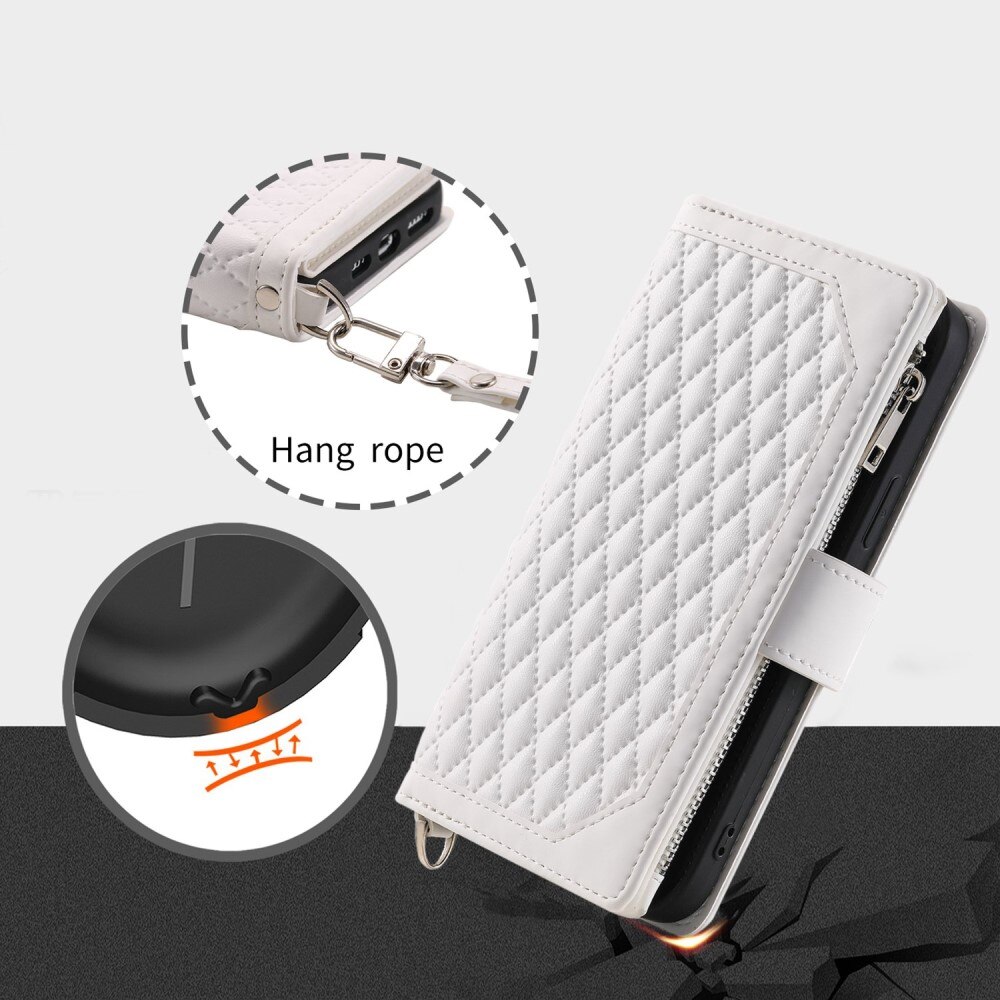 Apple iPhone 14 Pro Brieftasche Hülle Quilted Weiß