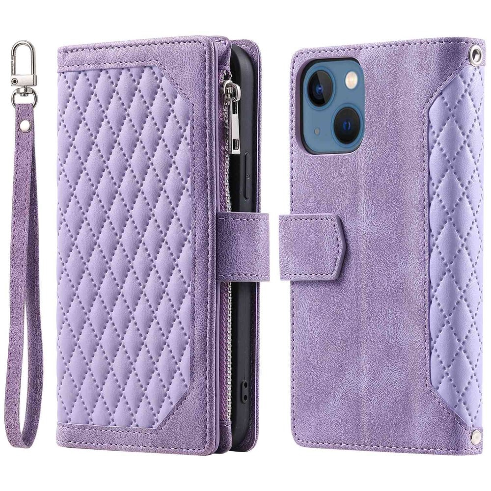 iPhone 13 Brieftasche Hülle Quilted Lila