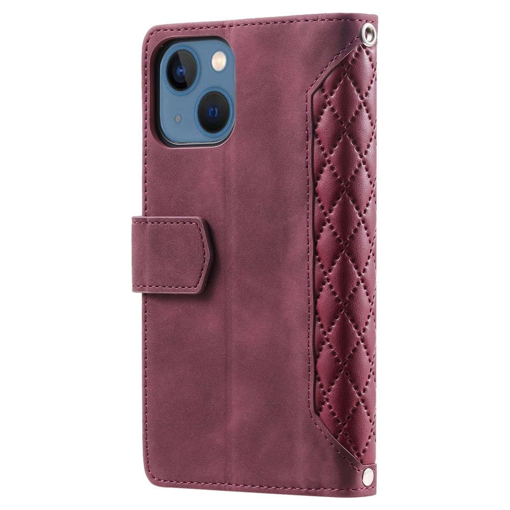 iPhone 13 Brieftasche Hülle Quilted Rot