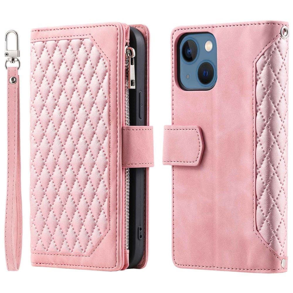 iPhone 13 Brieftasche Hülle Quilted Rosa