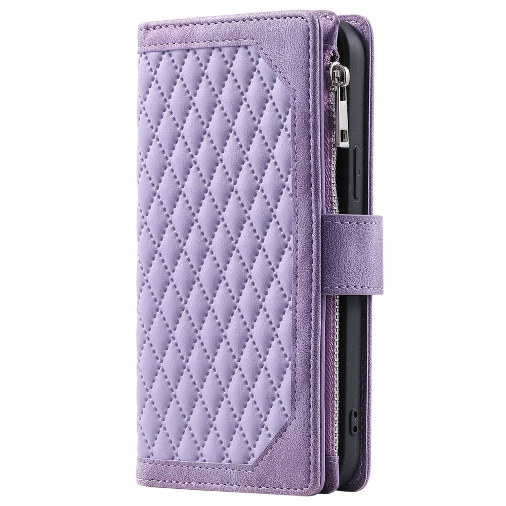 iPhone 14 Brieftasche Hülle Quilted Lila