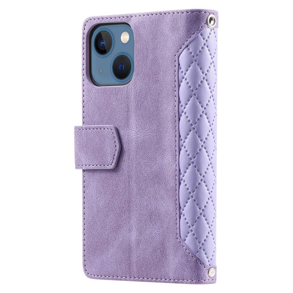 iPhone 14 Plus Brieftasche Hülle Quilted Lila