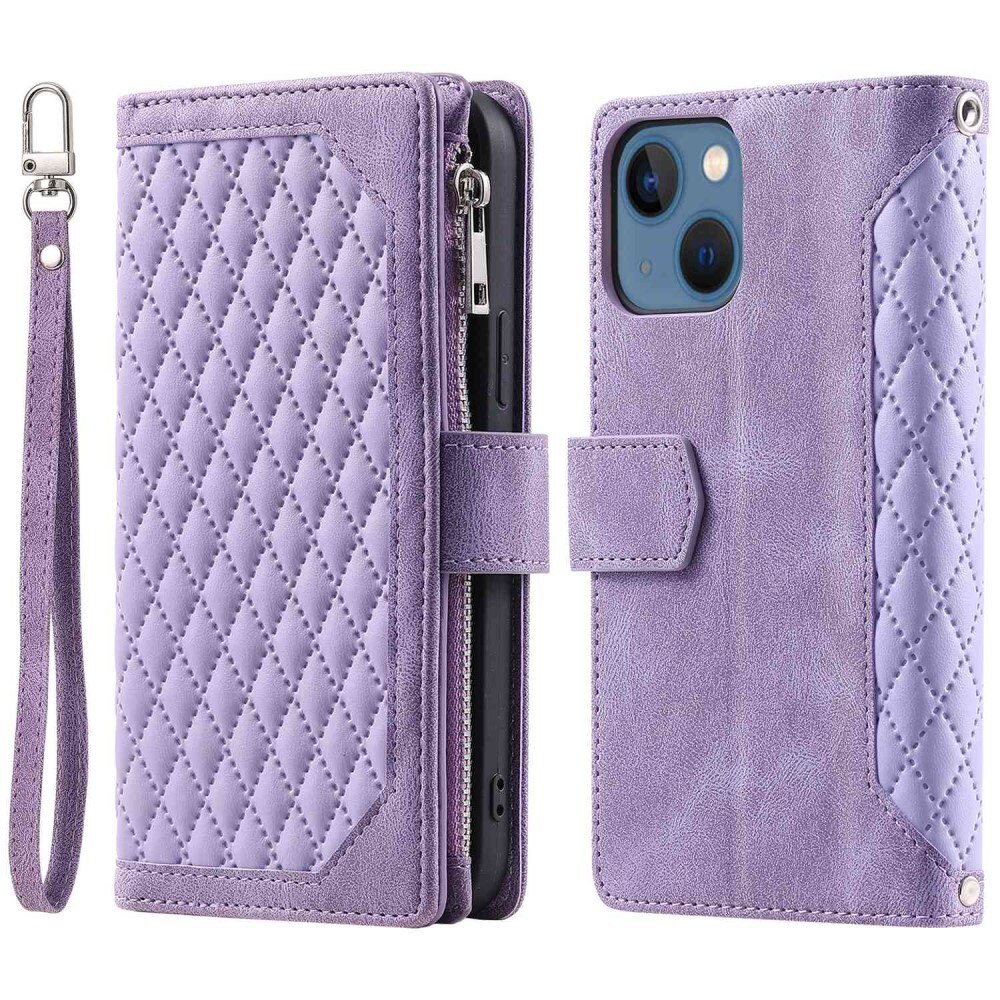 iPhone 14 Plus Brieftasche Hülle Quilted Lila