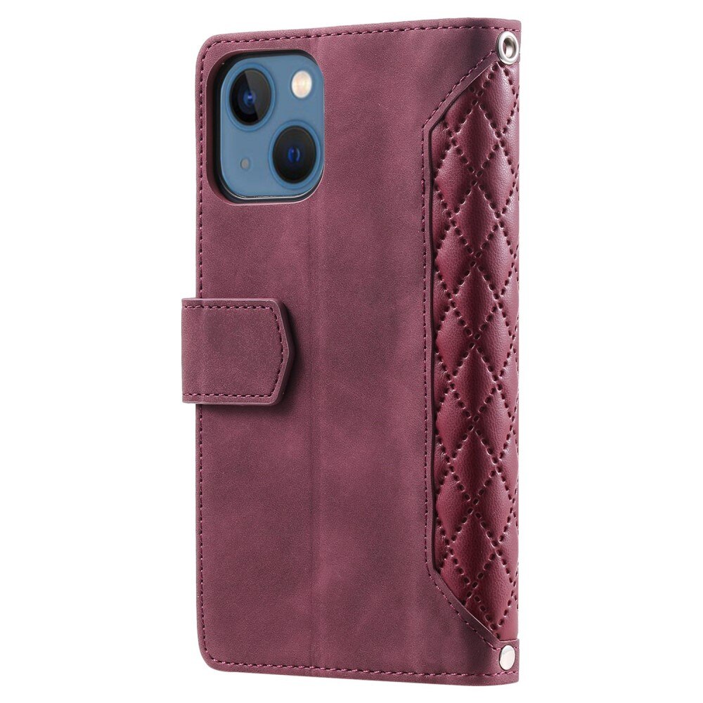 Apple iPhone 14 Plus Brieftasche Hülle Quilted Rot