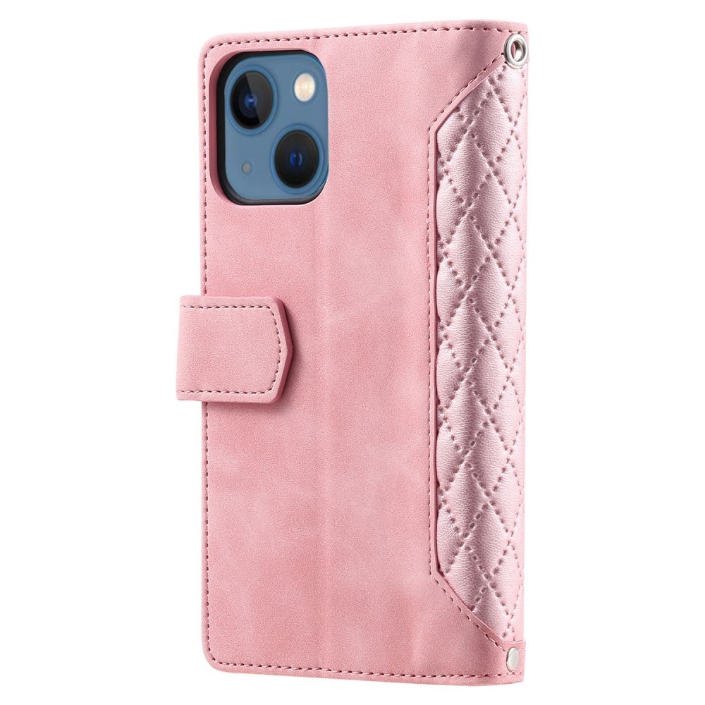 iPhone 14 Plus Brieftasche Hülle Quilted Rosa