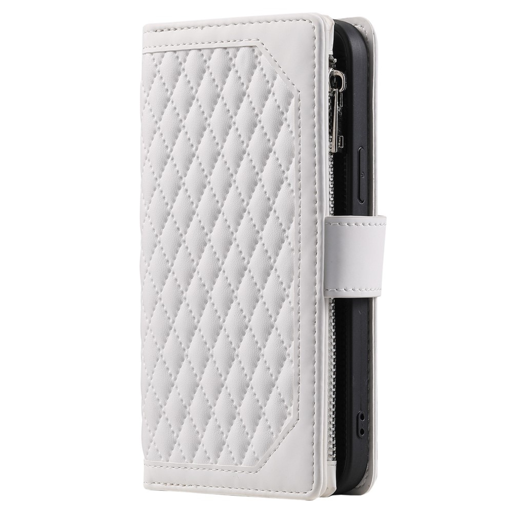 iPhone 14 Plus Brieftasche Hülle Quilted Weiß