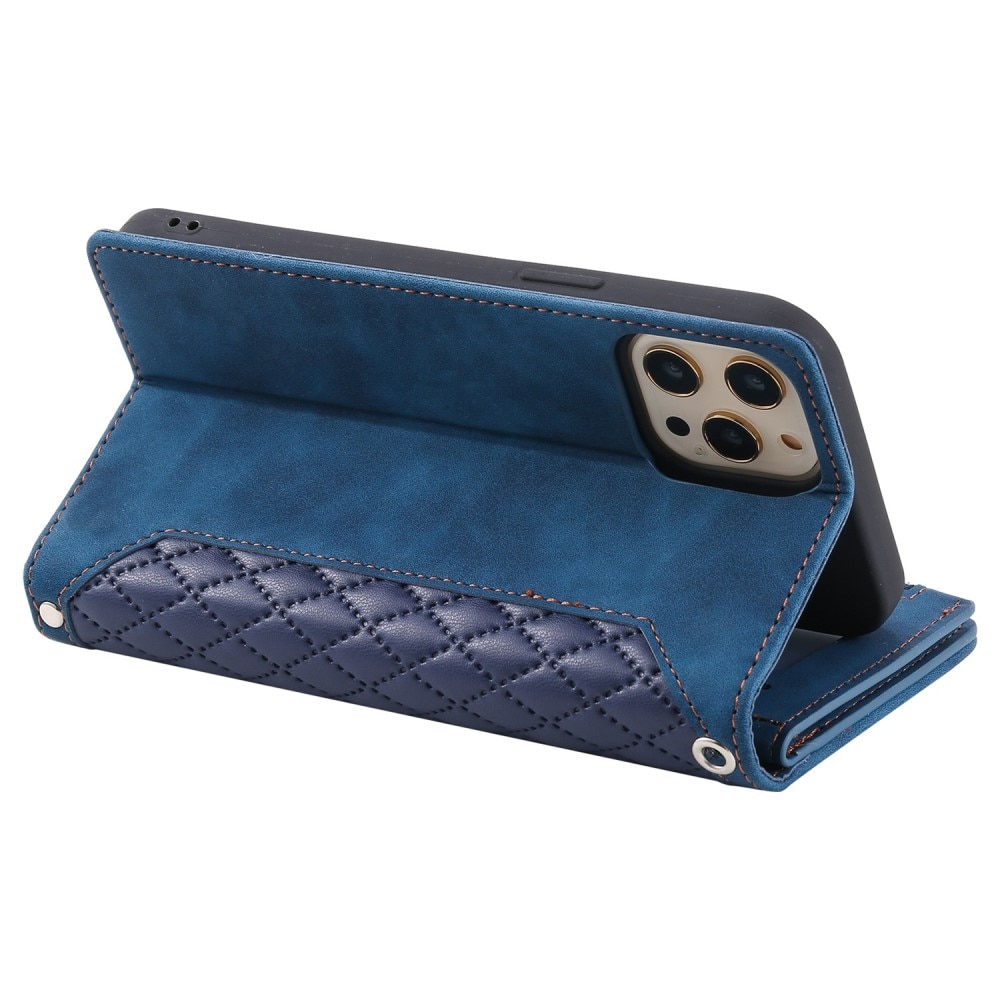 iPhone 12/12 Pro Brieftasche Hülle Quilted Blau