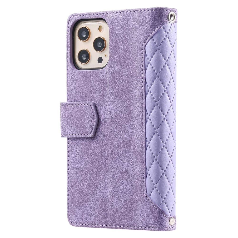 Apple iPhone 12/iPhone 12 Pro Brieftasche Hülle Quilted Lila