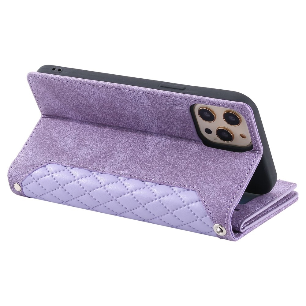 Apple iPhone 12/iPhone 12 Pro Brieftasche Hülle Quilted Lila