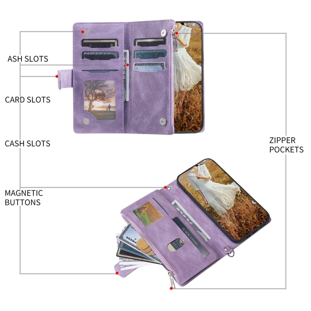 Apple iPhone 12/iPhone 12 Pro Brieftasche Hülle Quilted Lila