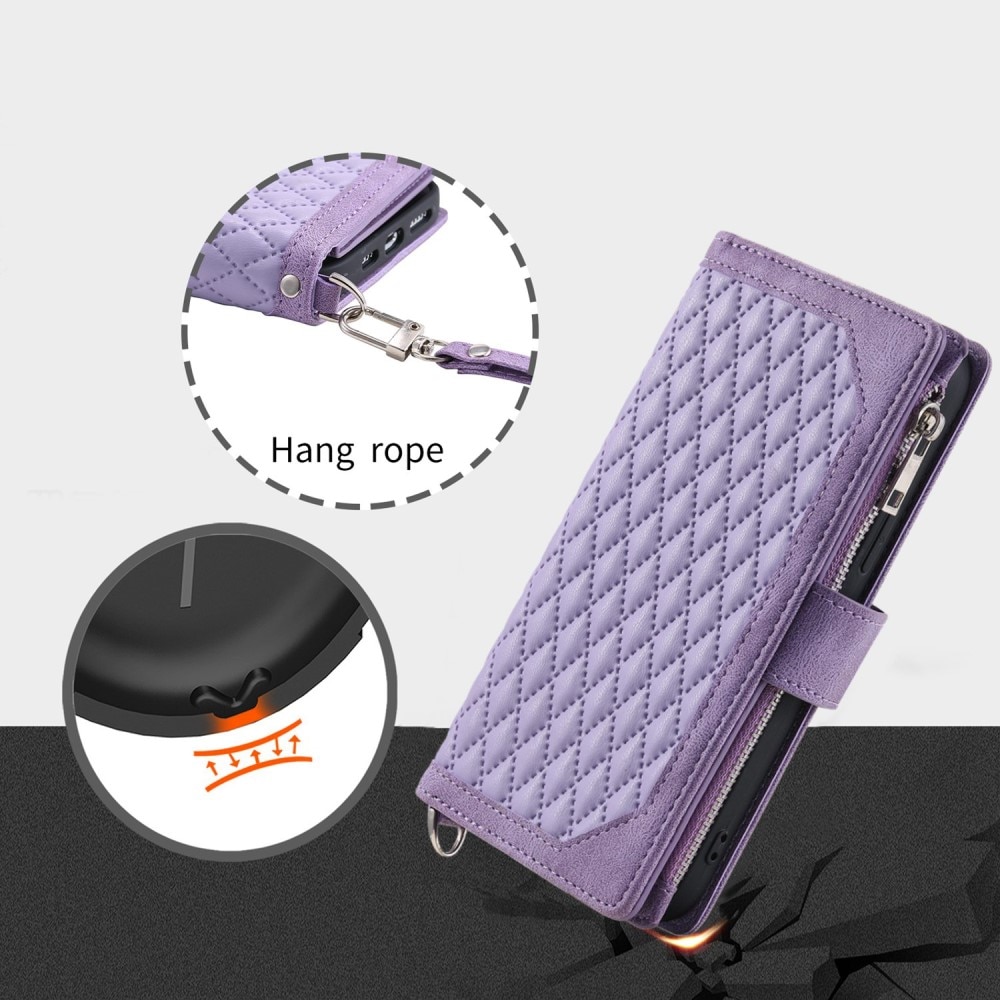 Apple iPhone 12/iPhone 12 Pro Brieftasche Hülle Quilted Lila