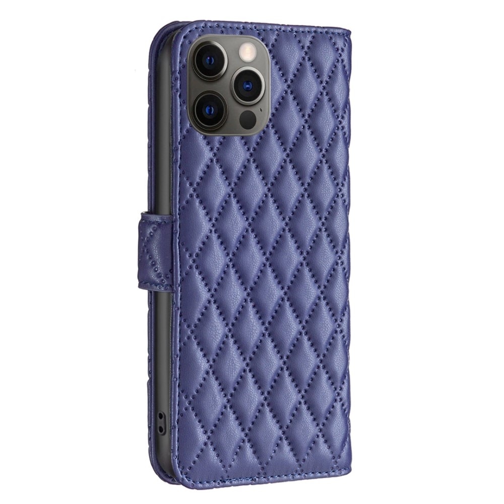 iPhone 12/12 Pro Portemonnaie-Hülle Quilted Blau