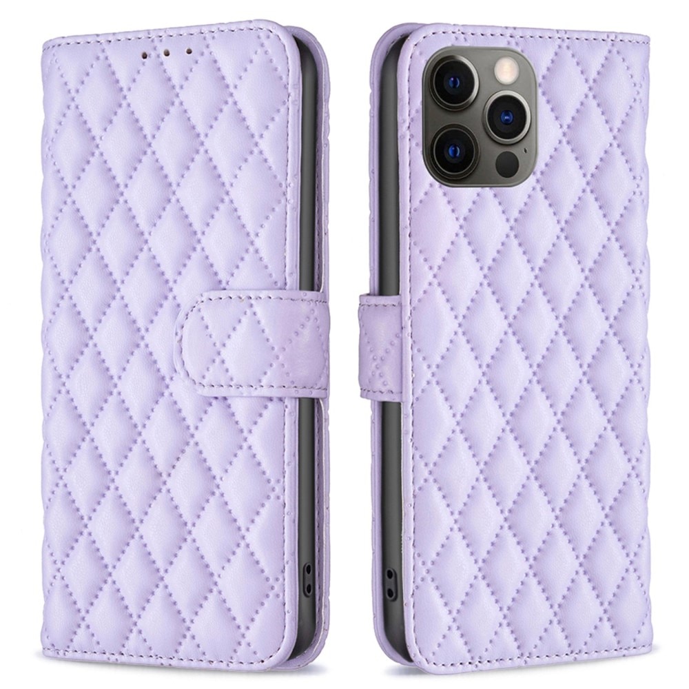 iPhone 12/12 Pro Portemonnaie-Hülle Quilted Lila