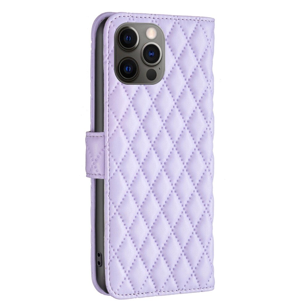 iPhone 12/12 Pro Portemonnaie-Hülle Quilted Lila